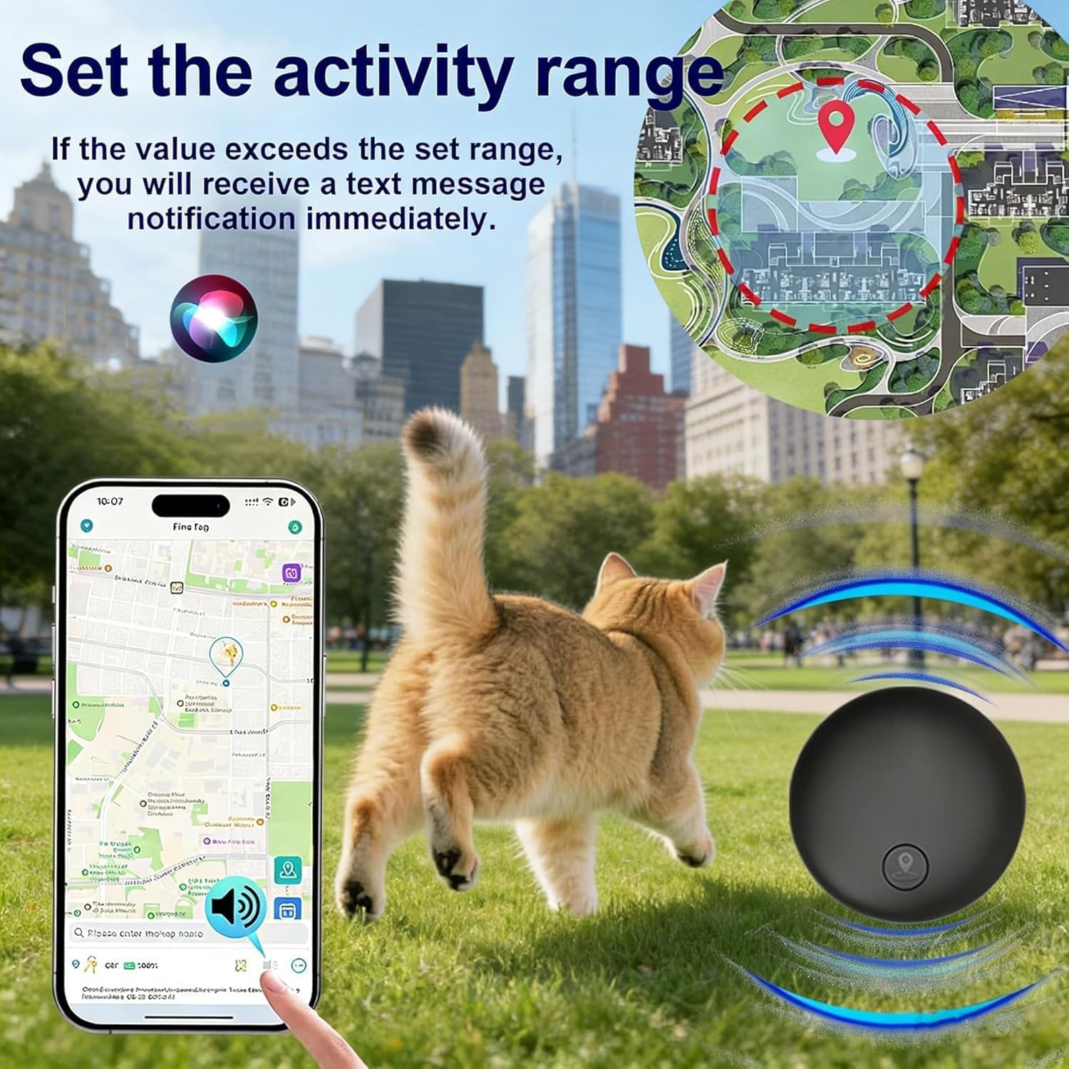 GPS Tracker for Dogs, Smart Collar with Real-Time Location - Pet Location Tracker with Holder No Monthly Fee/No SIM Card, Works with Ios Find My, Ultra-Slim, IP68 Waterproof, Reliable Performance