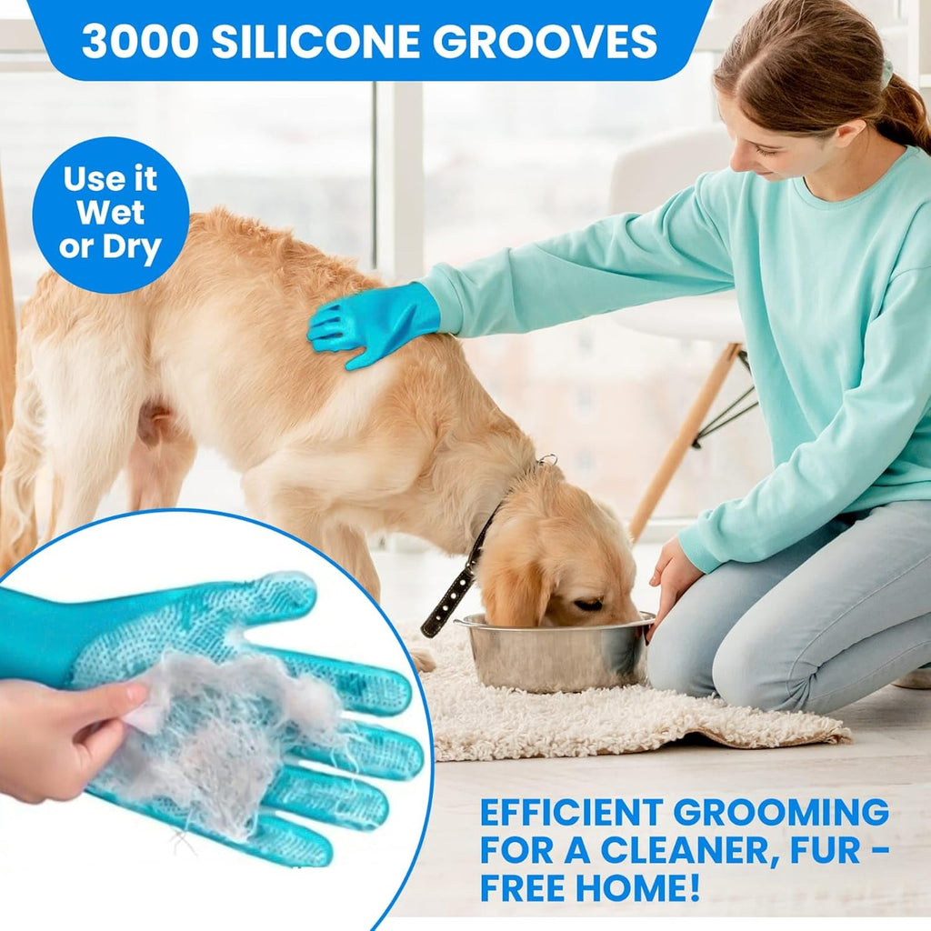 8PCS Pet Grooming & Washing Kit for Dogs & Cats, Dog Bathing Supplies Silicone Dog Washing Gloves, Shampoo Brush,Dog Scrubber for Bath Shedding, Cleaning & Massage