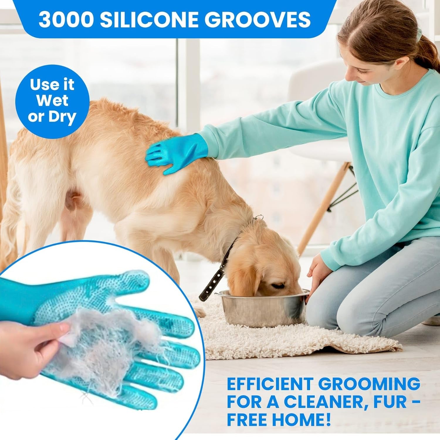 8PCS Pet Grooming & Washing Kit for Dogs & Cats, Dog Bathing Supplies Silicone Dog Washing Gloves, Shampoo Brush,Dog Scrubber for Bath Shedding, Cleaning & Massage