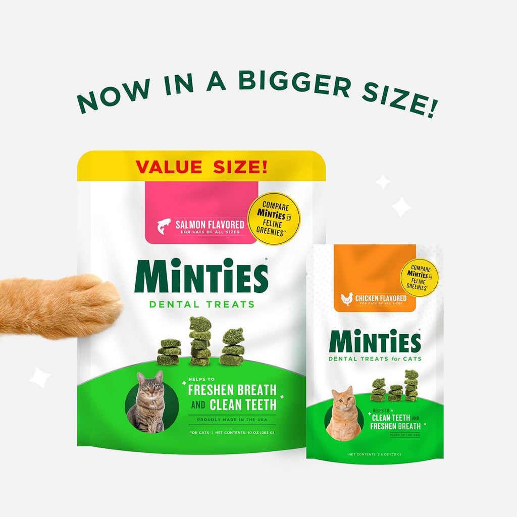Dental Treats for Cats, (Chicken/Salmon) Flavored Treats for Cats, Freshens Breath and Controls Tartar, 2.5Oz | Affordable Dental Treat Alternative; Crunchy Texture Controls Tartar & Freshens Breath; No Wheat, Corn or Soy