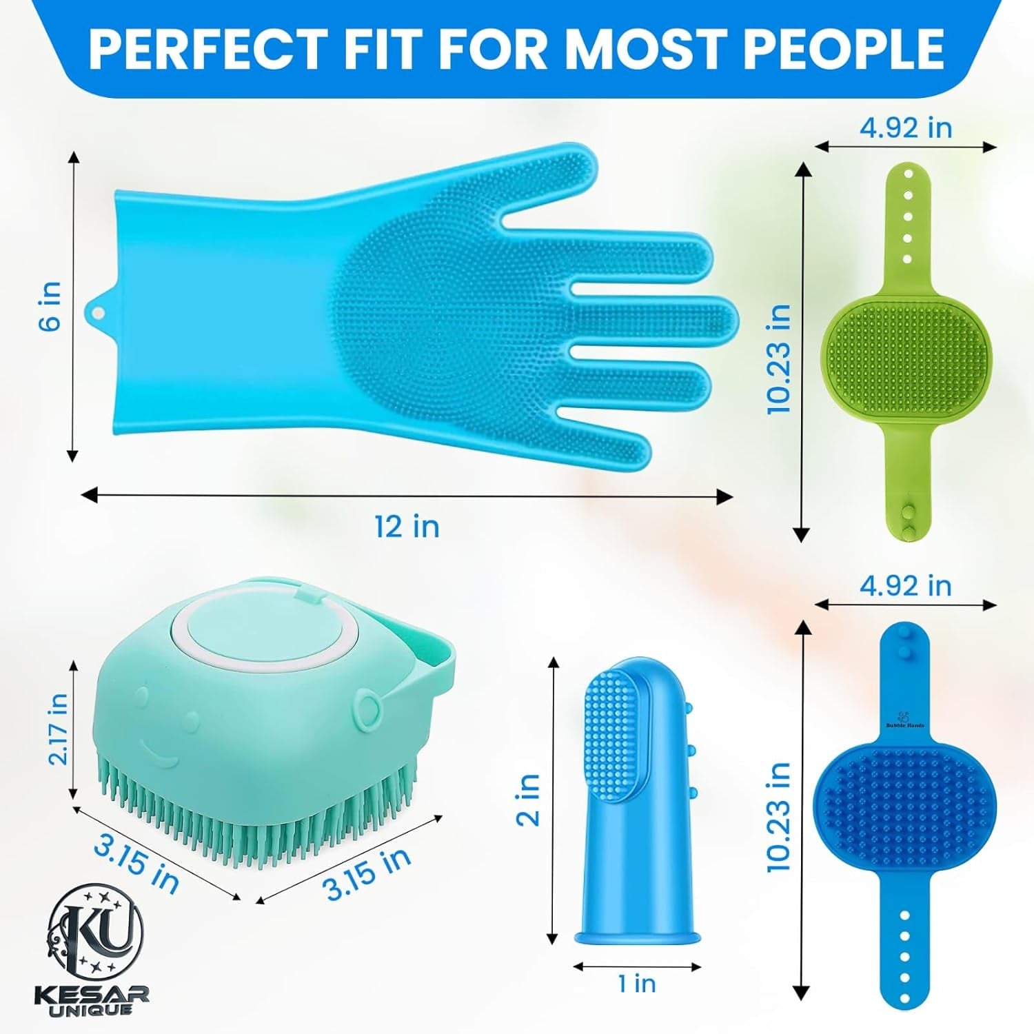 8PCS Pet Grooming & Washing Kit for Dogs & Cats, Dog Bathing Supplies Silicone Dog Washing Gloves, Shampoo Brush,Dog Scrubber for Bath Shedding, Cleaning & Massage