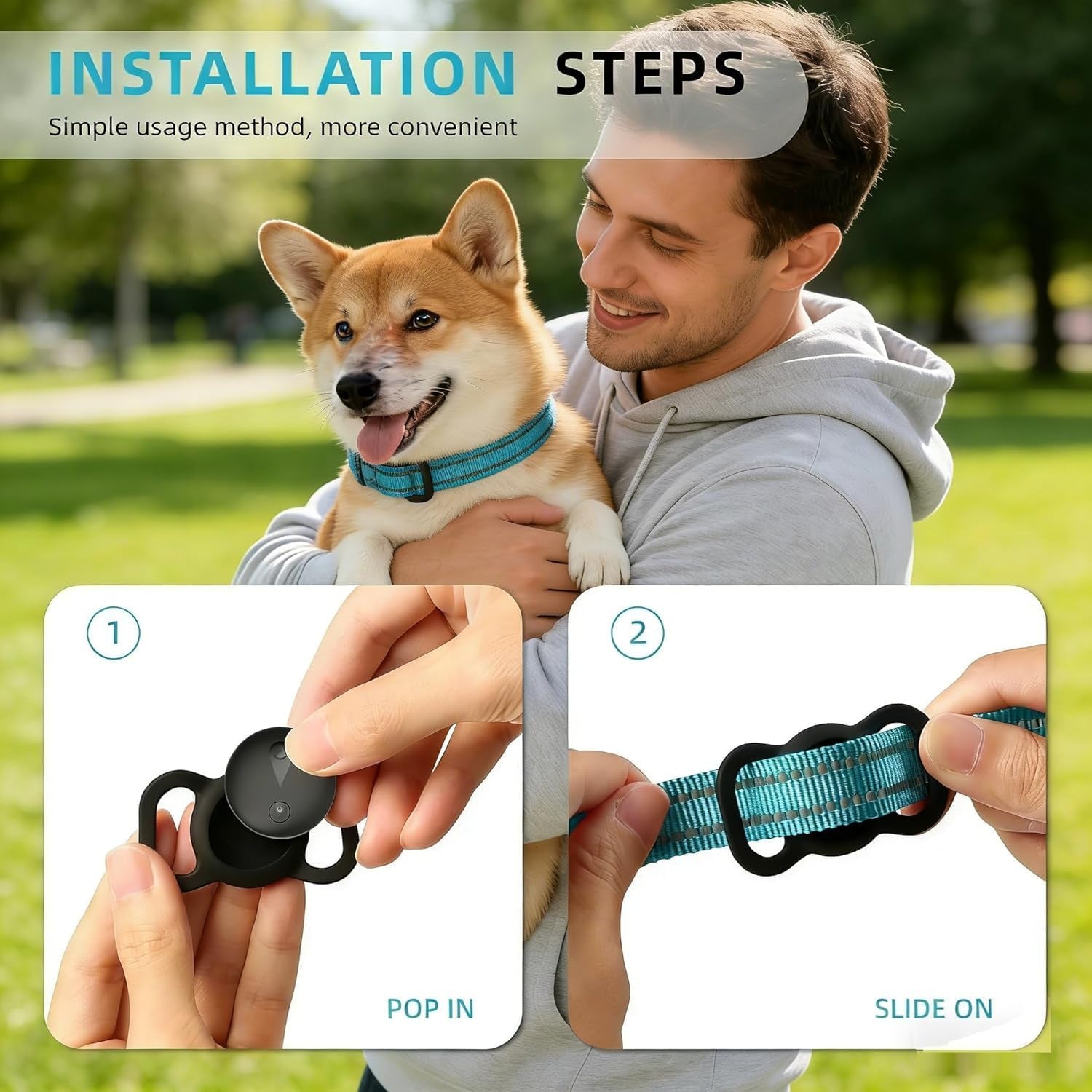GPS Tracker for Dogs, Smart Collar with Real-Time Location - Pet Location Tracker with Holder No Monthly Fee/No SIM Card, Works with Ios Find My, Ultra-Slim, IP68 Waterproof, Reliable Performance