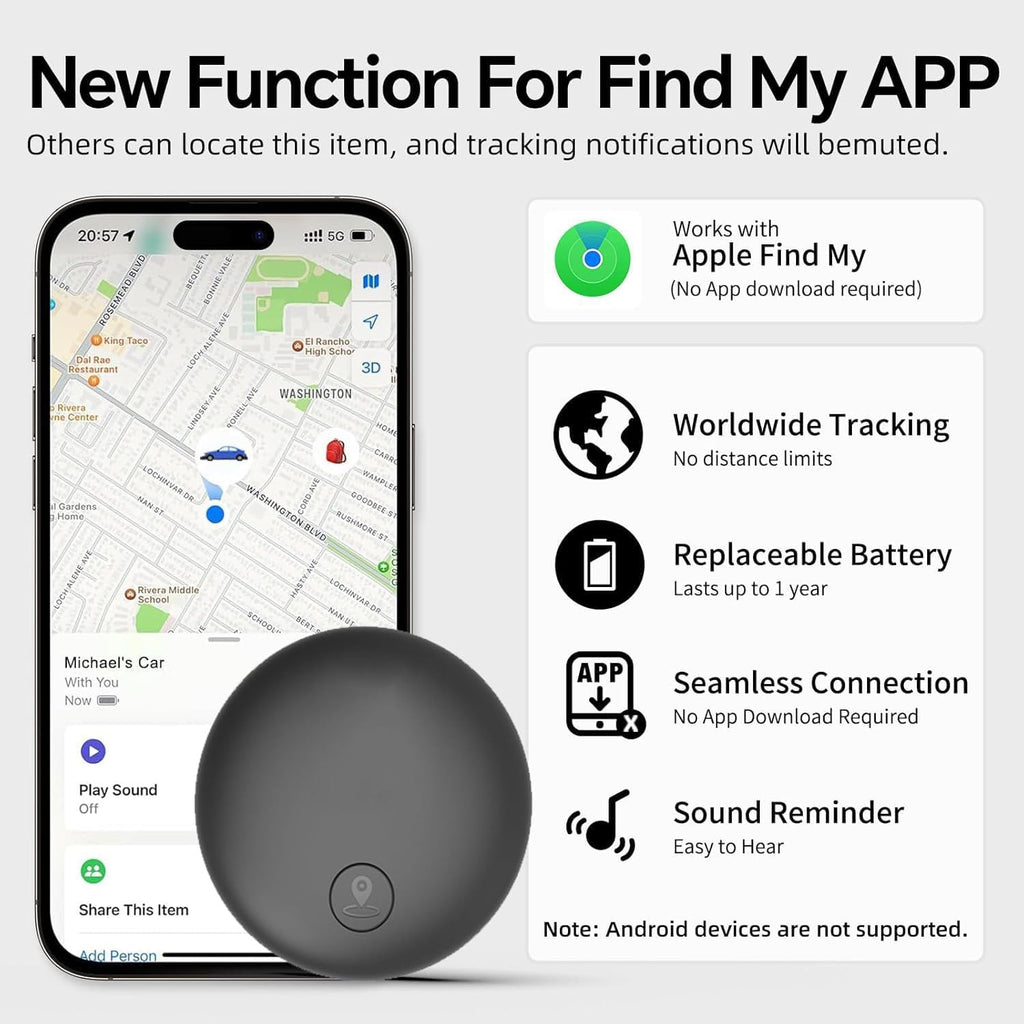 GPS Tracker for Dogs, Smart Collar with Real-Time Location - Pet Location Tracker with Holder No Monthly Fee/No SIM Card, Works with Ios Find My, Ultra-Slim, IP68 Waterproof, Reliable Performance
