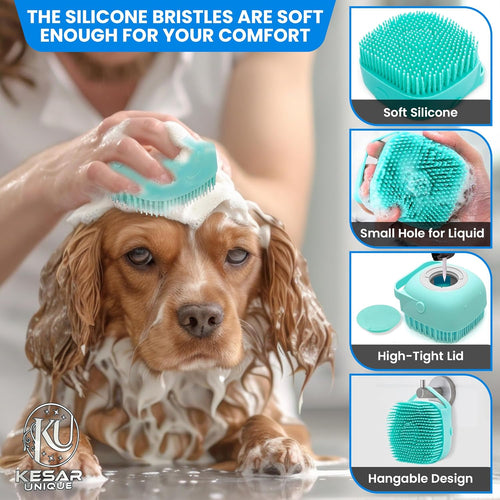 8PCS Pet Grooming & Washing Kit for Dogs & Cats, Dog Bathing Supplies Silicone Dog Washing Gloves, Shampoo Brush,Dog Scrubber for Bath Shedding, Cleaning & Massage