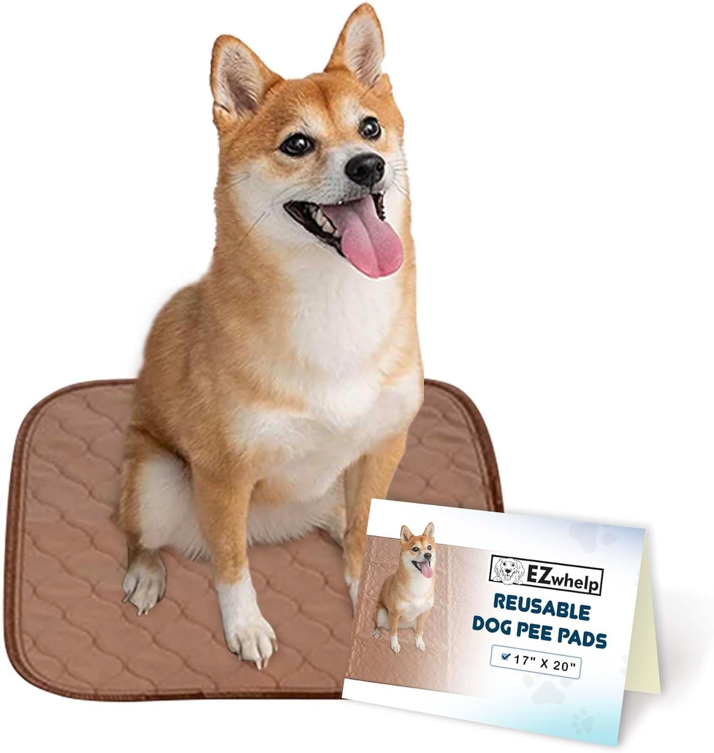Reusable Dog Pee Pads, Washable Waterproof Puppy Training Pad 17X20 | Washable Waterproof Pee Pads for Dogs & Puppies. Super Absorbent, Leak-Proof, Reusable 100+ Washes with Rounded Corners.