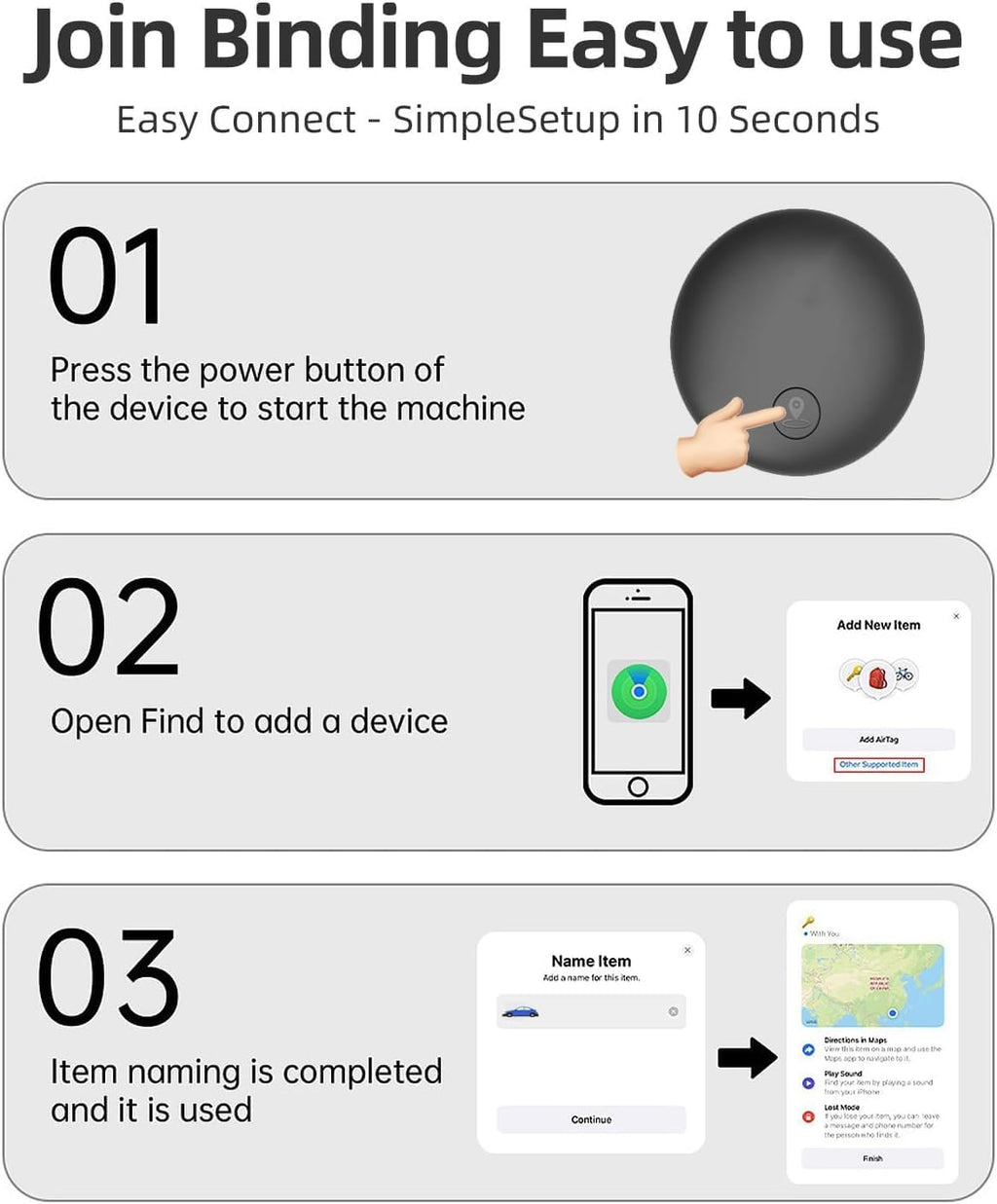 GPS Tracker for Dogs, Smart Collar with Real-Time Location - Pet Location Tracker with Holder No Monthly Fee/No SIM Card, Works with Ios Find My, Ultra-Slim, IP68 Waterproof, Reliable Performance