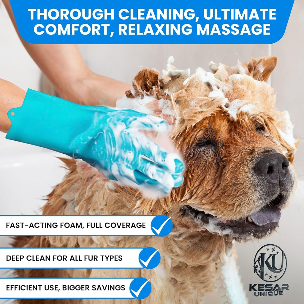 8PCS Pet Grooming & Washing Kit for Dogs & Cats, Dog Bathing Supplies Silicone Dog Washing Gloves, Shampoo Brush,Dog Scrubber for Bath Shedding, Cleaning & Massage