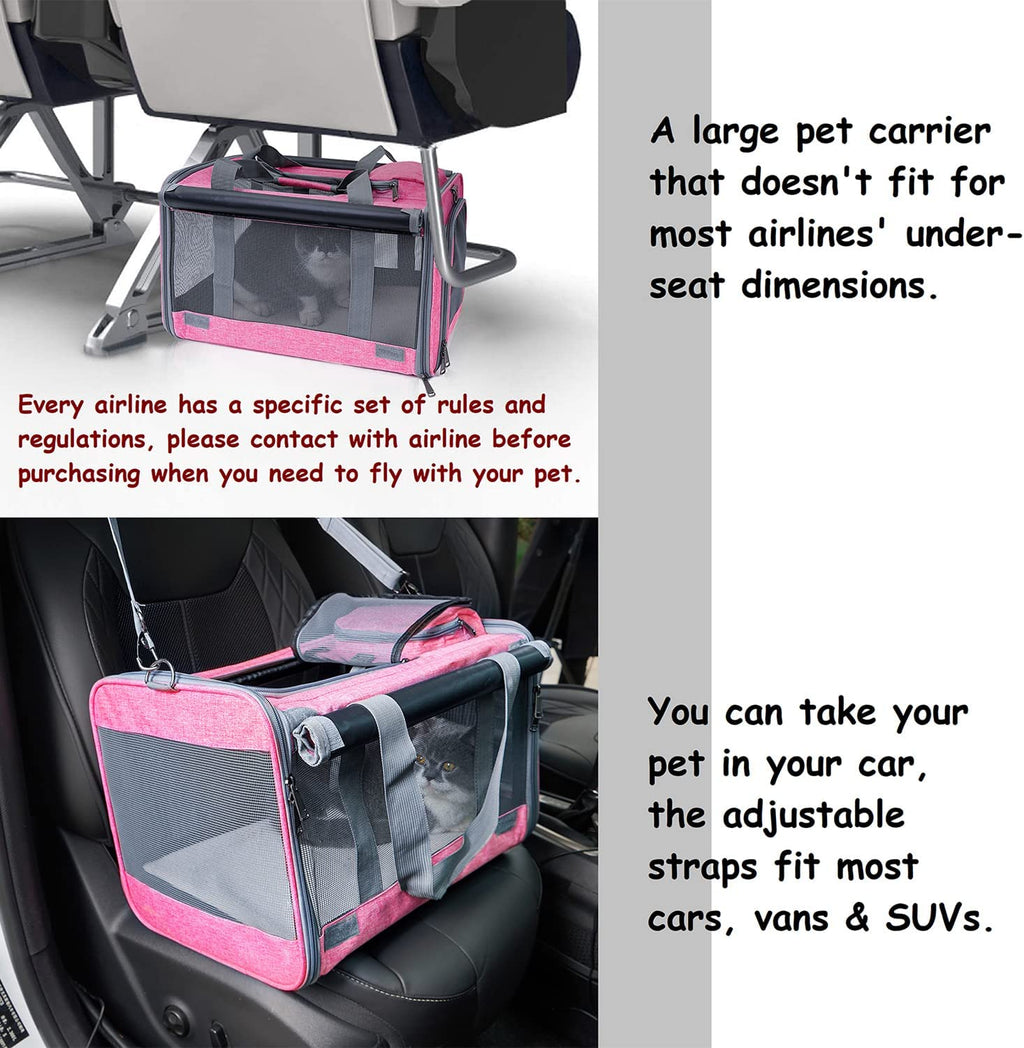 Pet Carrier for Large and Medium Cat, Soft-Sided Pet Crate for Puppy | Dog Foldable Car Traveling Kennel Bag with Privacy Protection, Big Kitten Carrying Cage Ventilated Home Outdoor Vet Transport